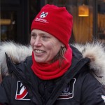 Aliy Zirkle greets fans at the ceremonial start of the 2013 Iditarod in Anchorage. Photo by Josh Edge, APRN - Anchorage.