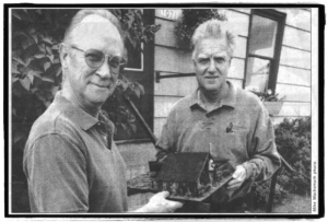 Mike and Jeff with model of The Bird House.