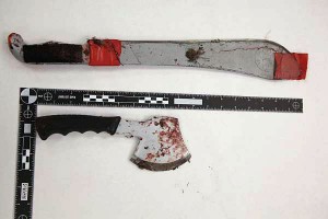 Anchorage Police released this photo of the "knife-like bladed weapons" described in the incident. Photo courtesy of APD.