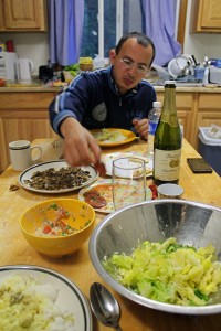 Tareq Haluh breaks his Ramadan fast with a traditional Middle Eastern meal. KFSK photo.