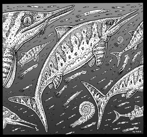 RayTroll provided this image of ichthyosaurs swimming in the deep.