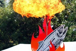 salmon sculpture flames