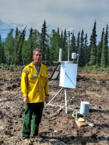 Michael Richmond sets up a portable weather stations and monitors the data. Photo courtesy of Michael Richmond.