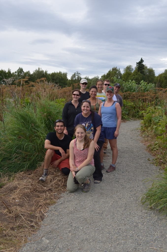 The volunteer team poses for a group shot at Campbell Creek estuary.