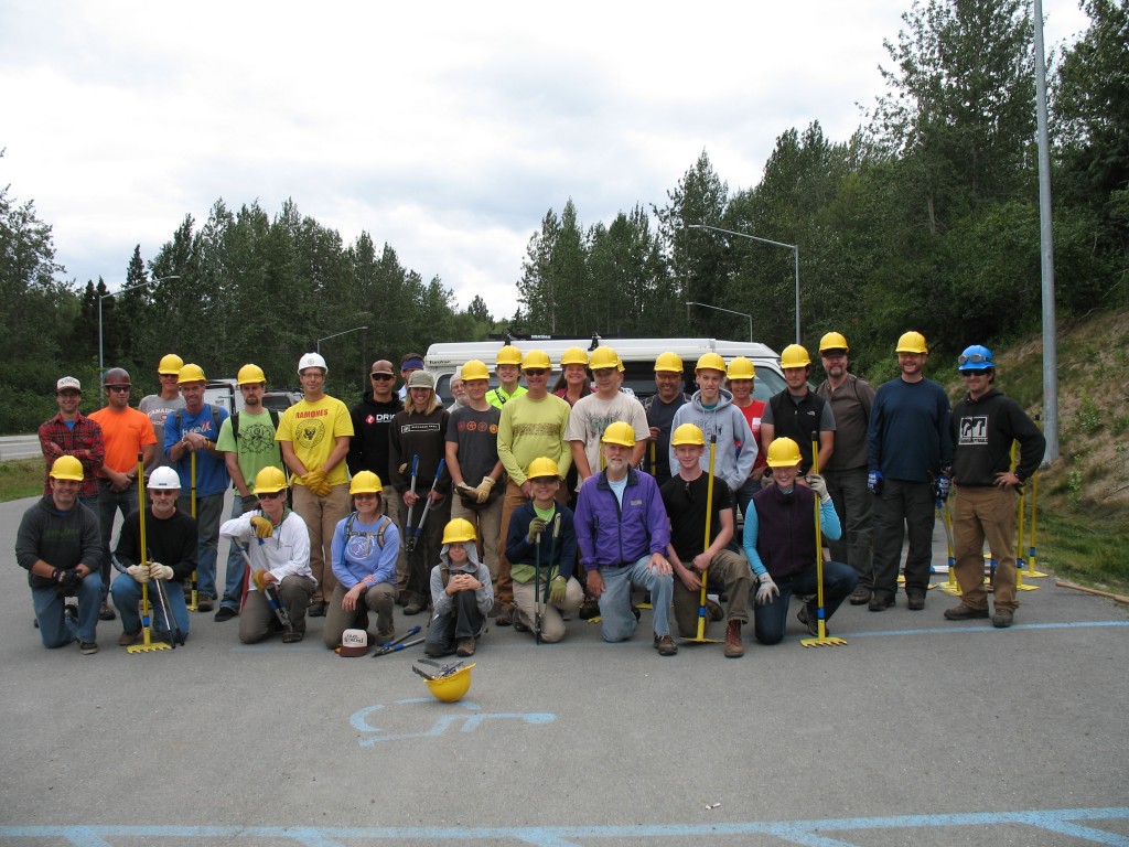 Volunteers ready to make new trails.
