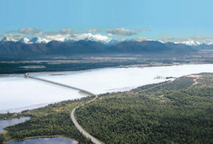 A conceptual concept rendering of the KABATA bridge. Image from the Knik Arm Bridge and Toll Authority. 