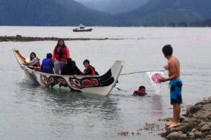 Young canoers paddle and swim during their journey to Alaska. Photo courtesy Diane Raymond Stewart of Kingcolith, B.C.