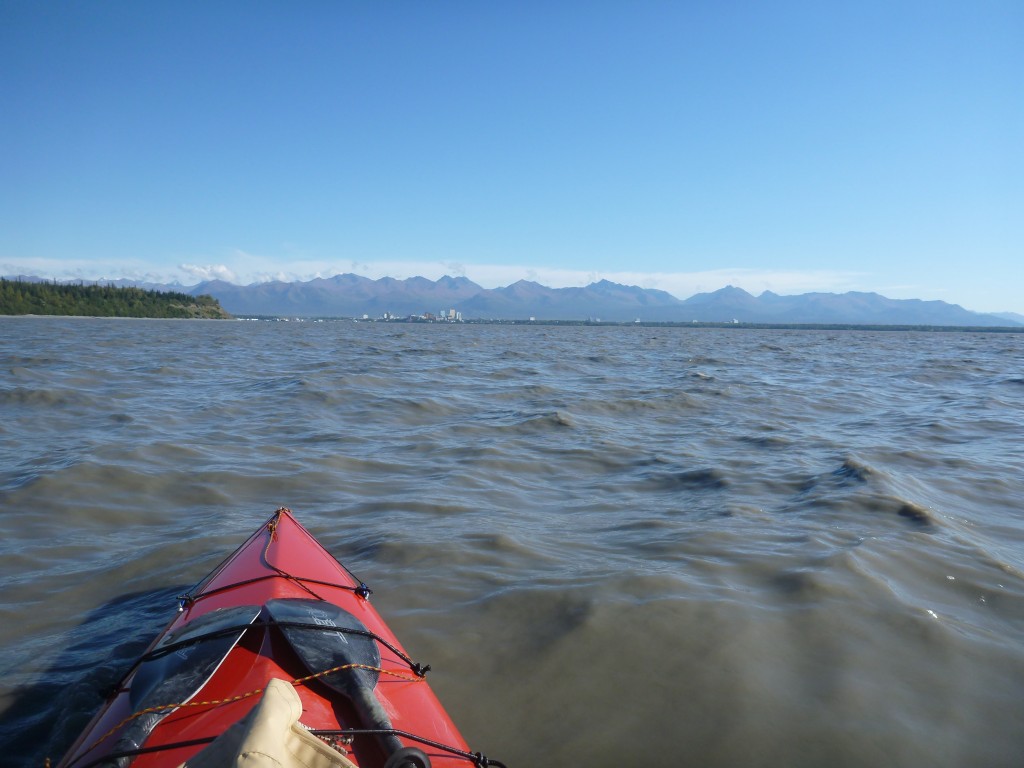 Bob Vollhaber approaches Anchorage and the end of his jounrey after 5 months in his canoe.