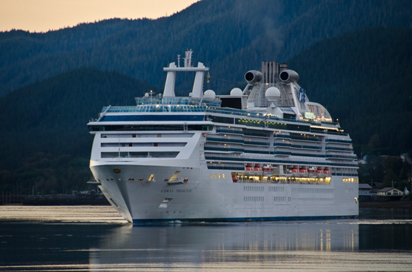 The Coral Princess Cruise ship prepares to dock in Juneau. Photo by Heather Bryant, KTOO - Juneau.