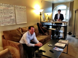 Adrian Herrera (seated) and Michael Shively, at Arctic Power's office in Washington, D.C.