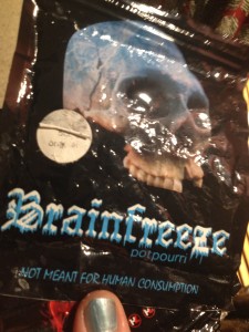 Packets of the drug spice found in smoke shops are packaged like candy with names like Brainfreeze.
