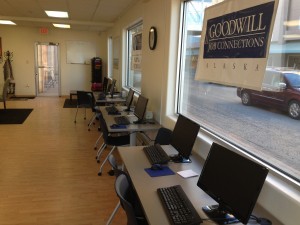 The Goodwill Job Connections Center is equipped with six computers for job searching.