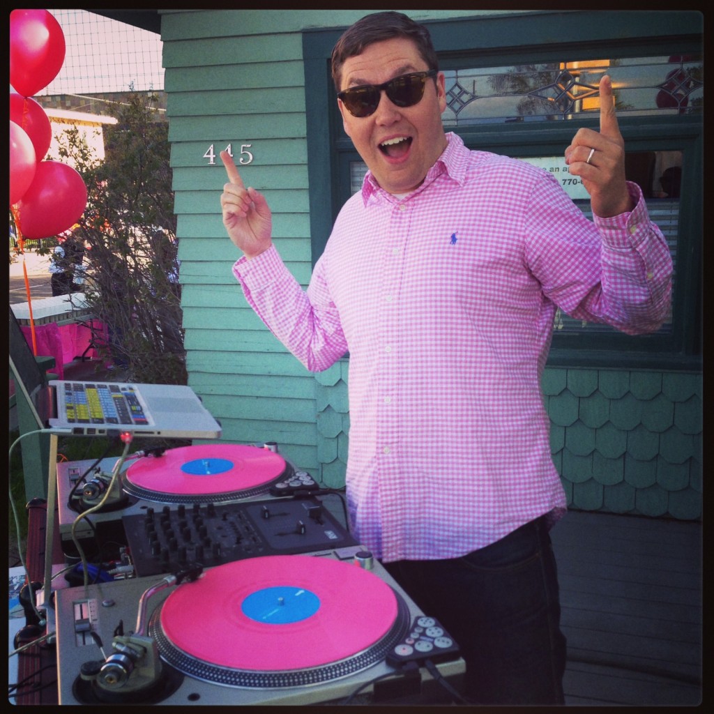 DJ Spencer Lee (aka Spencer Shroyer) rocking the Valentine's Day color palette.