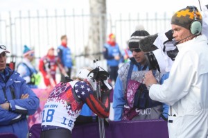 Kikkan Randall with her husband Jeff Ellis after the race. Photo courtesy of fasterskier.com