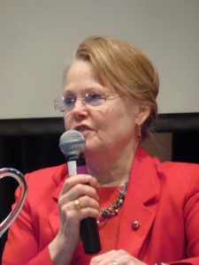 Wrangell Rep. Peggy Wilson addresses the Southeast Conference in 2011. She’s retiring after seven legislative terms. (CoastAlaska News)