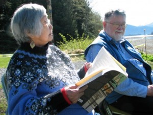 Nora and Dick Dauenhauer wrote Russians in Tlingit America. The book is used to train Sitka’s park rangers. (KCAW photo/by Emily Forman)