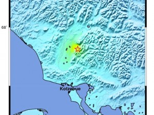 Map of the May 3, 2014 quake located 52 miles north of Kotzebue. (Image courtesy of the Alaska Earthquake Information Center.)