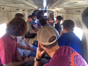 During training, smokejumpers are briefed on the inside of the airplanes they'll fly in. (Photo by Emily Schwing, KUAC - Fairbanks)