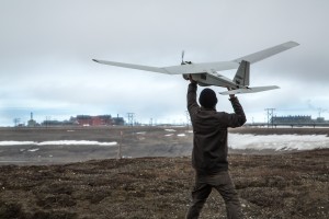 Pilot launches unmanned aircraft on North Slope. Photo courtesy of BP.