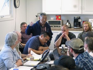 The Kuskokwim Salmon Management Working Group discusses the first 6″ gillnet openings. (Photo by Ben Matheson/KYUK)