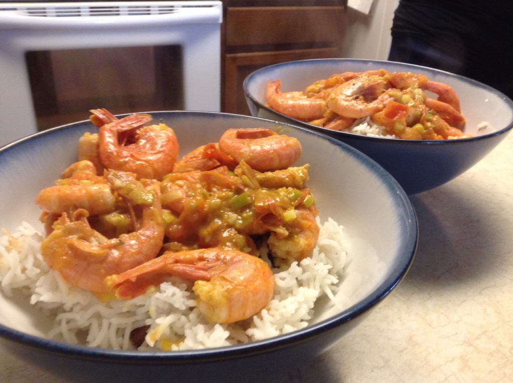 The finished product - shrimp curry.