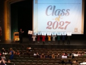 Graff introduces members of the Class of 2027 during the State of the Schools speech.