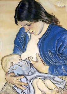 "Motherhood" by Stanisław Wyspiański. Artwork in the public domain.