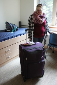 While other students arrived at college with a carload of belongings, Samantha Ferguson moved with only one suitcase. (Photo by Lisa Phu/KTOO)