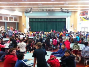 Students eat lunch at Begich Middle School.