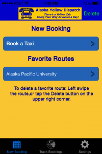 A screenshot of the Alaska Yellow Dispatch app.