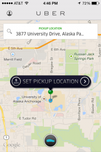 A screenshot of the Uber app on an iPhone.