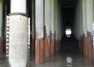The Anchorage Port's corroded steel pilings.