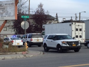 Police vehicles block off N. Flower Street in Mountain View.