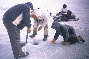 Whalers check the ice off Point Barrow. Photo by Charles Wohlforth. All rights reserved.