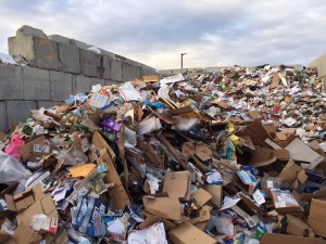 A pile of mixed recycling in Anchorage. HIllman/KSKA