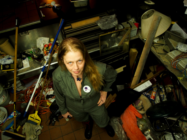 Shaubach stands in a corner of the industrial kitchen she says had been left in a state of disarray by the time she returned to the space for the first time since December. Photo: Zachariah Hughes, KSKA. 
