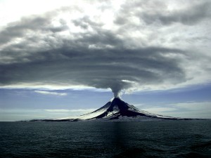 Augustine Volcano during its 2005-2006 eruption. (Photo by Cyrus Read, Alaska Volcano Observatory/USGS)