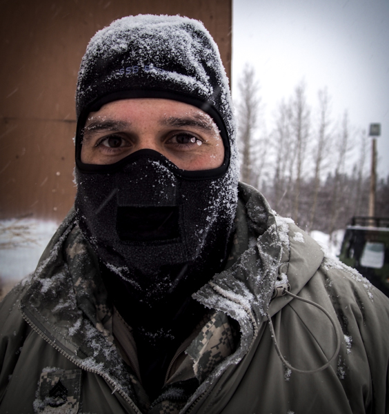 Staff Sargent Manuel Bezo with USARAK at the Black Rapids Training Site, part of the Northern Warfare Training Center outside Fairbanks. (Photo: Zachariah 