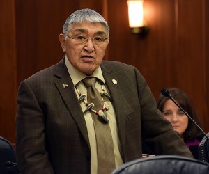 Rep. Benjamin Nageak addresses the Alaska House of Representatives. He's four votes behind Dean Westlake in the HD 40 race. Photo by Skip Gray/360 North)
