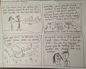 Bakalar explores many forms on her blog, “My Relationship with Pilots: A Comic” is one example. (Image courtesy Libby Bakalar)