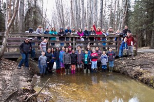 Students from Airport Heights on their trip to the Chester Creek Watershed. (Photo courtesy Tony Flores)