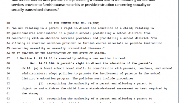 Senate Bill 89 would eliminate sanctions on parents removing their children from school if they object to standardized testing or programming related to sexual health.  