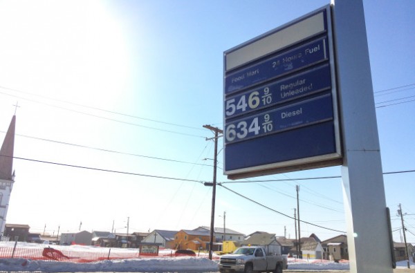 Gas prices in downtown Nome. April 13, 2015.