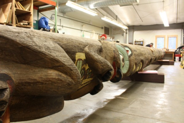 The The Yax té totem is 47 feet long (Elizabeth Jenkins/KTOO)