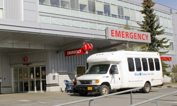 Entrance to Anchorage's Providence Hospital emergency room. (Josh Edge/Alaska Public Media)