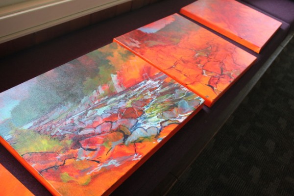 Baltuck’s work during the residency depict scenes of the park. (Photo by Lisa Phu/KTOO)