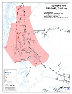 Sockeye Fire evacuation area map