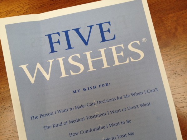 'Five Wishes' is one of two advanced directives the state of Alaska recognizes.