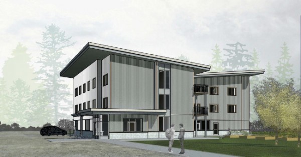 This concept drawing by MRV Architects shows the proposed Housing First project in Juneau. The facility would be built in Lemon Creek on land contributed by Tlingit-Haida Regional Housing Authority.