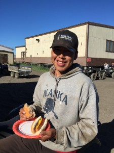 Hot dogs, hamburgers and other foods are popular with Kivalina's younger residents. Photo: Janet Mitchell. 